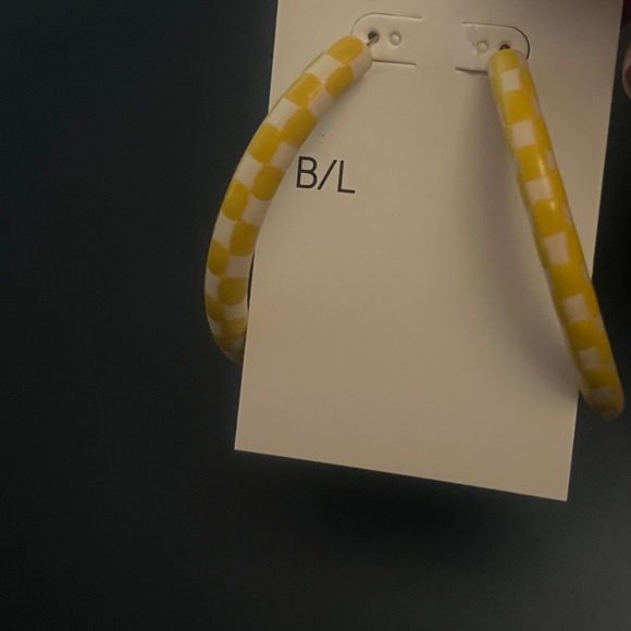 Anthropologie Yellow and White Checkered earrings - Picture 2 of 4